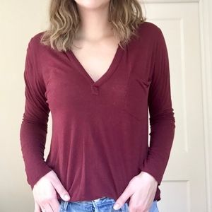 Aritzia long sleeve maroon tee